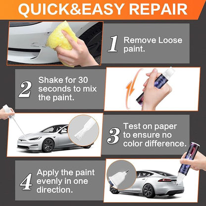 (Pearl White Multi-Coat PPSW) Car Touch up Paint Compatible with Tesla Model Y/3/X/S, Premium Car Scratch Remover for Deep Scratches, Car Paint Pen Scratch Repair Two-In-One Touch Up Paint