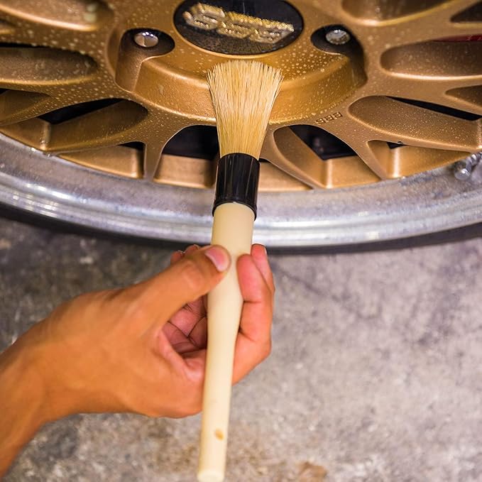 Chemical Guys Boars Hair Detailing Brush - Gentle Scratch-Free Cleaning for Wheels, Grilles, Emblems, and Interior Surfaces - Versatile Multi-Purpose Auto Detailing Brush for Deep Cleaning - Acc_S90