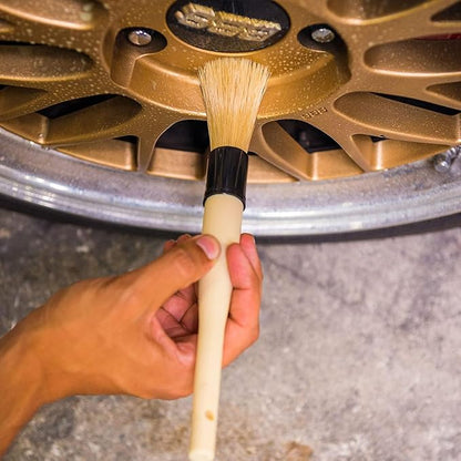 Chemical Guys Boars Hair Detailing Brush - Gentle Scratch-Free Cleaning for Wheels, Grilles, Emblems, and Interior Surfaces - Versatile Multi-Purpose Auto Detailing Brush for Deep Cleaning - Acc_S90