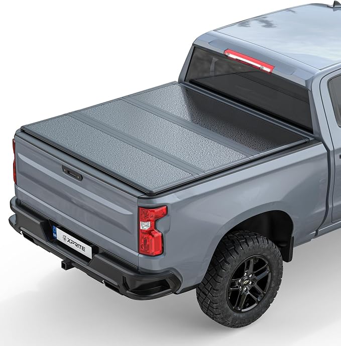 Xprite Hard Folding Truck Bed Tonneau Cover Compatiable with 2007-2026 Chevy Silverado & GMC Sierra 1500 5.8 FT Short Box((Excl. 07 Classic), Tri Fold Style