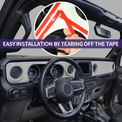 Dashboard Decorative Panel Cover, Center Console Trim Cover Kit for 2018-2023 Jeep Wrangler JL JLU & Jeep Gladiator JT(White)