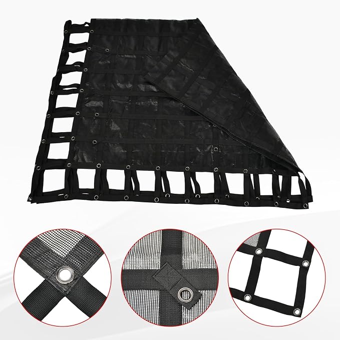 Heavy Duty 120" x 144" Truck Bed Cargo Net with Adjustable Cam Buckles & S-Hooks & Cross Strap,10' x 12' Cargo Net with 1500LBS Capacity for Pickup Truck Bed Trailer SUV Jeeps