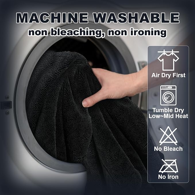 2-Pack Car Drying Towel (28" x 36"),1500 GSM Double Sided Microfiber Towels for Cars,Trucks, SUV.Highly Absorbent,Leaving no Marks,no Shedding,Easy to Clean