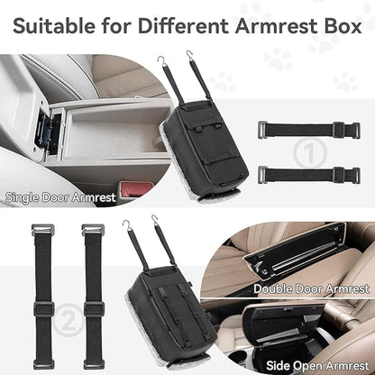 PETSFIT Center Console Dog Car Seat, Portable Pet Car Seat with Safe Protective Hooks, Luxury Dog Car Seats for Small Dogs Includes Safety Leash and Storage Pocket for Pets Up to 9 lbs (Black)