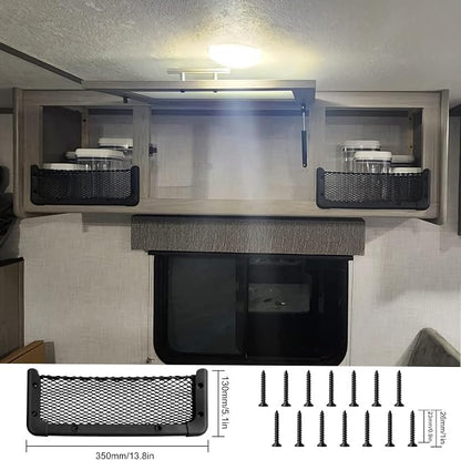 ABS Plastic Frame Automotive Cargo Nets Car Net Pocket Phone Car Mesh Net Holder RV Storage Boat Cargo Pocket Organizer Framed Mesh Net Pocket with Screws for Auto RV Net(2, 13.8 x 5.1 Inch)