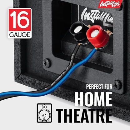 16 AWG Gauge Speaker Wire Cable Stereo, Car or Home Theater, CCA (100 Feet) by Install Link