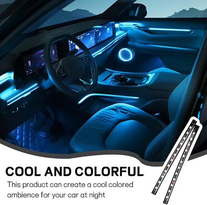 Car LED Strip Light, 12V 24 LED Interior Atmosphere Lights Under Dash Ambient Night Light, Auto Interior Decorative Lamp with Cigarette Adapter Plug (Ice Blue,Cigarette Lighter)