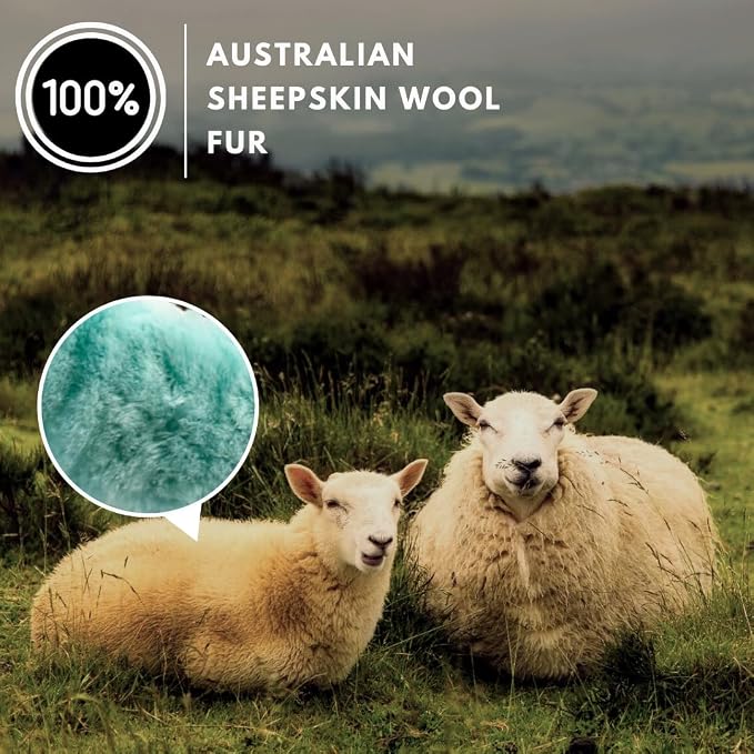 Andalus Brands Luxury Fluffy Car Steering Wheel Covers – Genuine Merino Sheepskin, Soft Fuzzy Car Steering Wheel Cover for Women, Universal 14.5-15" Size, Plush Fur Cute Auto Accessories, Mint Green