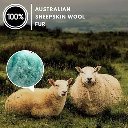 Andalus Brands Luxury Fluffy Car Steering Wheel Covers – Genuine Merino Sheepskin, Soft Fuzzy Car Steering Wheel Cover for Women, Universal 14.5-15" Size, Plush Fur Cute Auto Accessories, Mint Green