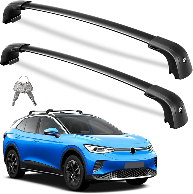 Wonderdriver Roof Rack Cross Bars 300lbs Compatible with Volkswagen VW ID4 ID.4 2021-2026, Lockable Heavy Duty Aluminum Roof Rails Crossbars Cargo Canoe Black Rooftop Cargo Carrier.