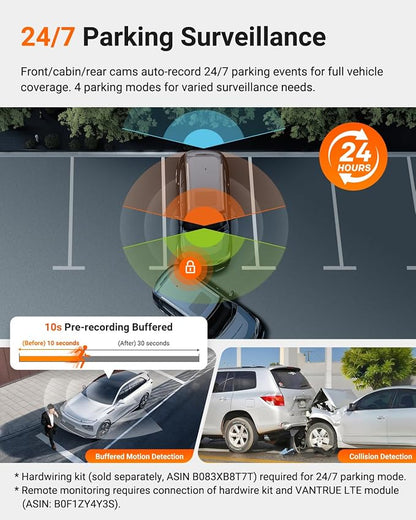 Vantrue N4 Pro S 4K 3 Channel Dash Cam for Truck, 4K+1080P+2.5K Front Inside Rear Camera, Triple STARVIS 2 HDR IR Night Vision, IP67, Voice Control, Parking Mode, GPS, Wi-Fi, Support 1TB (RC09)