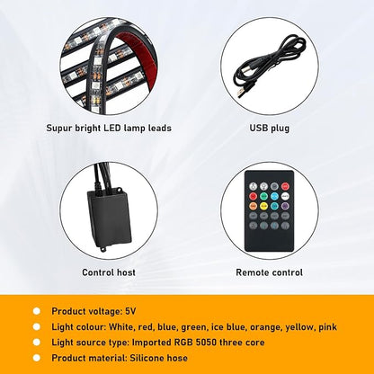 Car Led Interior Lights, RGB 72 LED Multicolor Auto Strip Light with Sound Active Function and Remote Control, Under Dash Smart Lighting Kit with Charger, Car Accessories (USB)