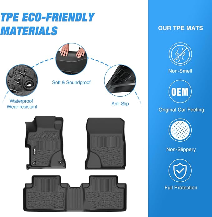 Nilight TPE Floor Mats for Honda Civic Sedan 2012 2013 2014 2015, All Weather Custom Fit Heavy Duty Floor Liners
