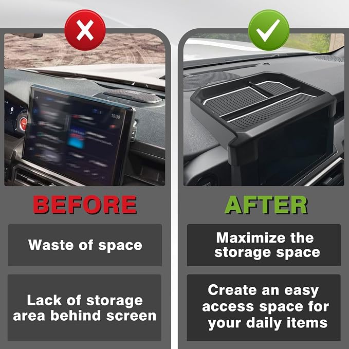 Muslogy Dashboard Storage Box for 2024 2025 2026 Tacoma & 2025 2026 4Runner Accessories Center Console Organizer w/ 8-inch Screen for SR SR5 TRD PreRunner TRD Sport Off-Road Pro Trailhunter (White)