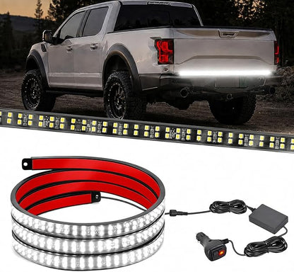 Nilight 48 Inch Truck Tailgate Strobe Light Strip Tail Emergency Bar Rear Window Warning Lamp Ultra-Bright Double Row 288 LED for Pickup Trailers Construction Vehicles Car SUV, White