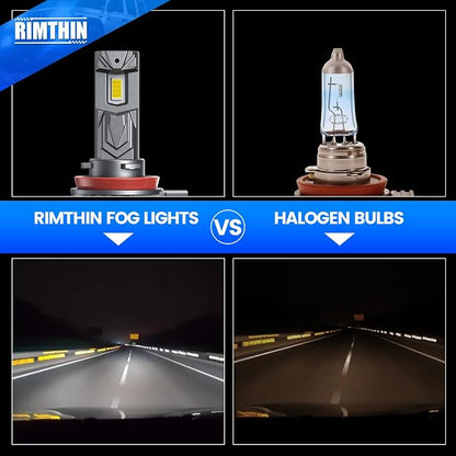rimthin H11 Bulbs, H16 H9 H8 Fog Lights Cool White, Plug & Play (Pack of 2)