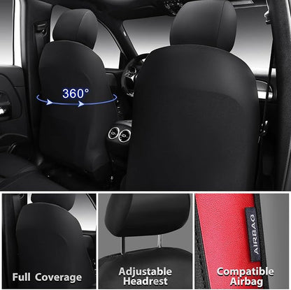 CAR PASS Memory 3D Foam Car Seat Covers Full Set, Breathable Mesh Thick Seat Covers for Car, Red Metal Film Leather Seat Covers, Universal Automotive Comfort for SUVs Trucks, Black Red