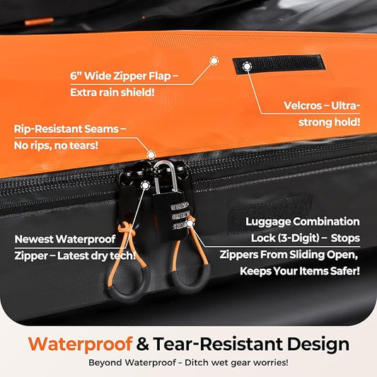Truckiipa Car Rooftop Cargo Carrier Bag, 20 Cubic Feet Waterproof Roof Cargo Carrier Bag, Soft Shell Car Top Cargo Box for All Vehicles with/Without Racks, Anti-Slip Mat, Door Hooks, Luggage Lock