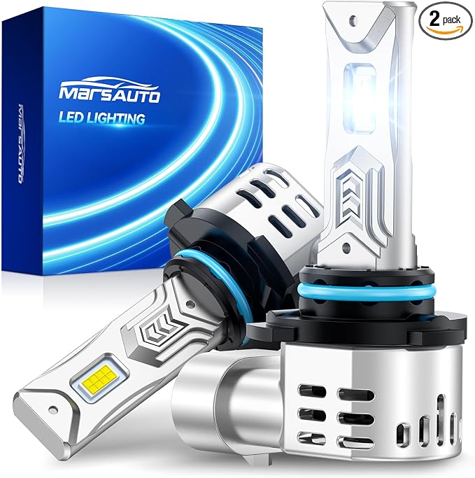 Marsauto Latest 9005/HB3 LED Bulbs, 60,000LM 12X Ultra Brightness, 1:1 Mini Size, 6500K Cool White Fog Light with Cooling Fan, Plug and Play, Pack of 2