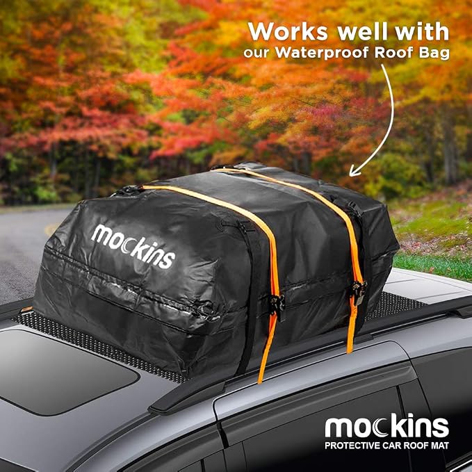 Mockins 39" x 36" Anti Slip Mat for Car Roof Cargo Bag & Carrier | Soft Roof Rack Pads | Customizable Cargo Mat for SUV , Truck & More | Non-Scratch, Multi Functional Anti Slip Pad for Car