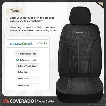 Coverado Black Front Seat Covers, Automotive Seat Covers 2 Seats, Mesh Car Protectors 2-Pack, Auto Seat Covers Spill-Proof Design Universal Fit for SUV, Vans, Sedan, Truck