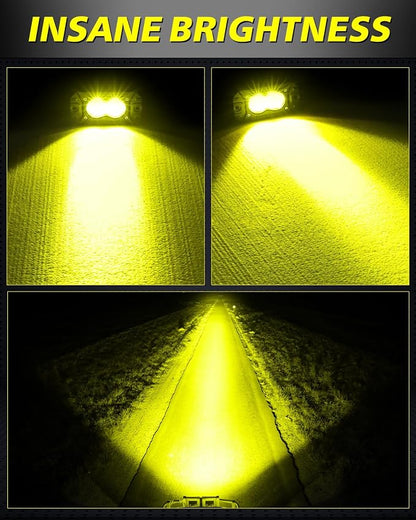 Yellow Flush Mount LED Pods, AKD Part Spot CREE LED Flush Mount Fog Lights 40W Yellow Chase Lights Bumper Driving Backup Reverse Light Pods for Trucks Pickup SUV UTV ATV Snowmobile