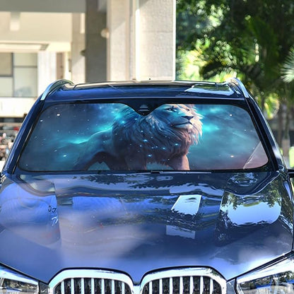 Cars Front Sun Shade Windshield,Foldable Reflective Sun Visor Stars Galaxy Lion Windshield Sunshade Cover,Blocks UV Ray Sun Protect Interior Keep Cool,53" x 23.5 "