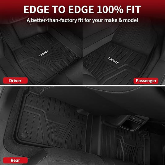 LASFIT Floor Mats for 10th Gen Honda Accord 2022 2021 2020 2019 2018 Sedan (Gasoline & Hybrid), All Weather TPE Custom Fit Anti-Slip Full Coverage Floor Liners,1st & 2nd Row, Black