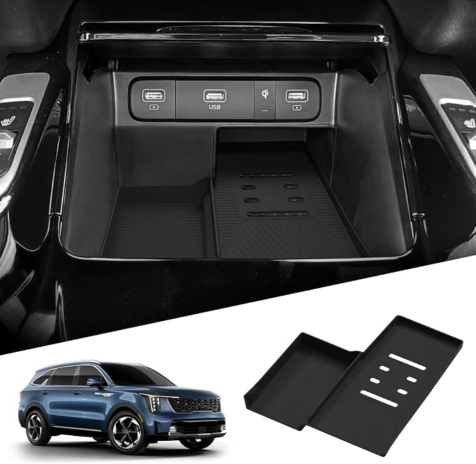 smabee Center Console Wireless Charging Protective Mat for Kia Sorento 2021-2025 2026 Silicone Protection Pad Center Console Liner Interior Accessories Black
