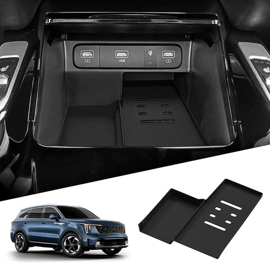 smabee Center Console Wireless Charging Protective Mat for Kia Sorento 2021-2025 2026 Silicone Protection Pad Center Console Liner Interior Accessories Black