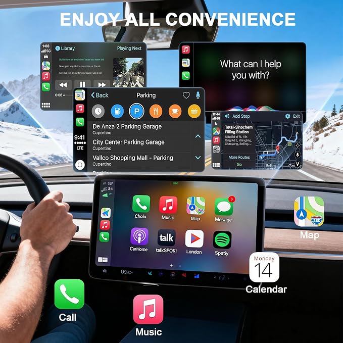 Wireless CarPlay Adapter for Apple iPhone iOS 10+Android Carlife: Plug and Play, Stable Connection Without delay-Wired to Wireless