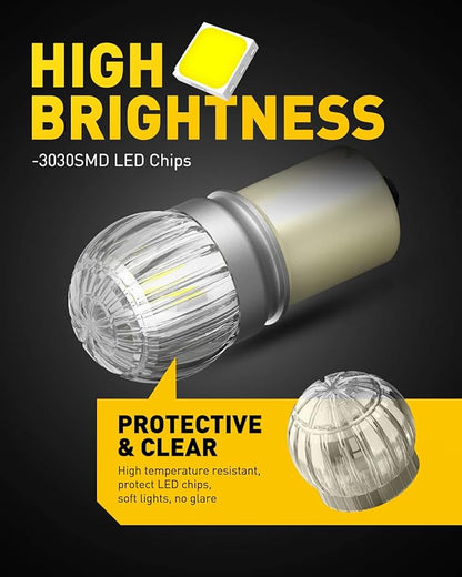 AUXITO 1156 LED Bulb White, 400% Brighter 1:1 Size, 7506 BA15S 1141 P21W 1003 LED Lights for Reverse Backup Light, DRL, Tail Brake Signal Lights, Parking Light, Side Marker Light, Pack of 2