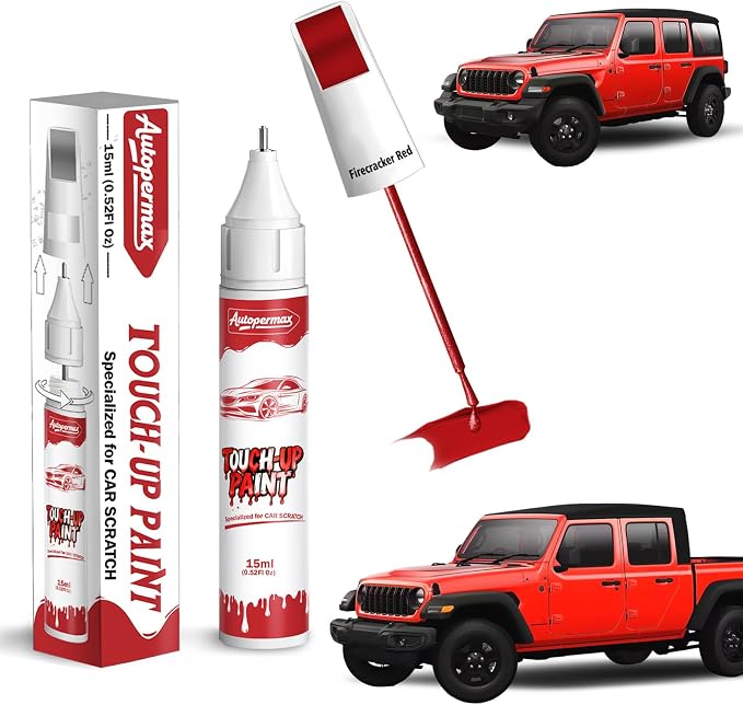 PRC/MRC Firecracker Red Car Touch Up Paint for Jeep, Color Accurate Two-In-One Car Paint Scratch Repair Pen, Professional Scratch Remover for Vehicles Chips and Nicks Scuff