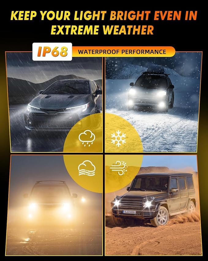 Termitor 9007/HB5 Light Bulb, 50,000LM 700% Brighter, Pack of 2 | 6500K Pure White, 1:1 Factory Size, IP68 Waterproof, 3-Minute Quick Install, 9007 Light for Fog Light Use