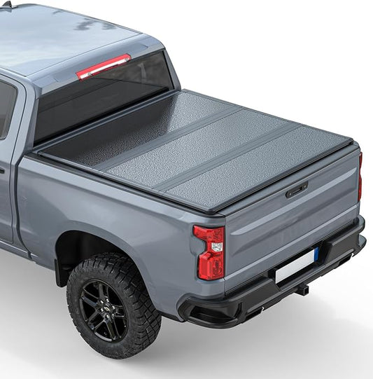 Xprite FRP Hard Tri-Fold Truck Bed Tonneau Cover Compatible with 2020 2021 2022 2023 2024 2025 2026 Chevrolet Silverado/GMC Sierra 2500 3500 HD with 6.8FT (81") Bed