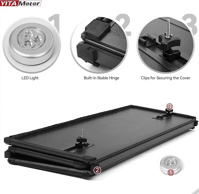 YITAMOTOR FRP Hard Tri-Fold Truck Bed Tonneau Cover Fits for Dodge Ram 1500 2002-2026 (Classic & New), Fits for Dodge Ram 2500 3500 2003-2026 6.4 ft Bed Without Rambox