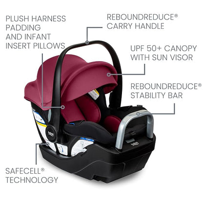 Britax Willow S Infant Car Seat with Alpine Base, ClickTight Technology & Brook+ Modular Baby Stroller, Ultra-Lightweight Infant and Toddler Stroller with SafeWash Insert