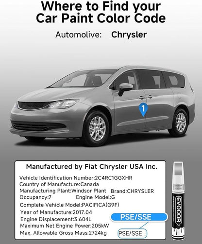 Silver Mist(PSE/SSE) Touch Up Paint Compatible with Chrysler Exact Match 2 in 1 Touch up Paint for Chips and Nicks Repair with 2pcs Disposable Micro Applicators