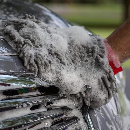 2 Pack Chenille Microfiber Car Wash Mitt Scratch-Free Lint-Free Double Sided Ultra-Soft Absorbent, Swirl-Free Finish for Car Washing & Detailing, Compatible with Cars Trucks SUVs Motorcycles