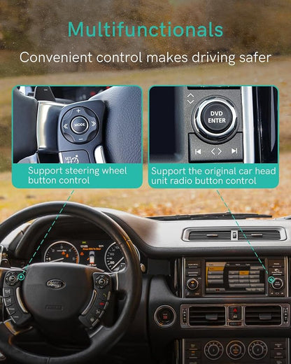 Bluetooth car Adapter with iPod Cable Premium Wireless Audio Adapter for Land Rover, Range Rover & Jaguar–Bluetooth 5.0 with aptX-HD Sound