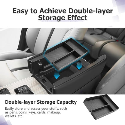 LUWU CX-90 2026 Accessories Compatible with Mazda CX90 2024 2025 2026 Center Console Organizer CX 90 Armrest Console Storage Box Insert Tray ABS Material Black Coin Container Black
