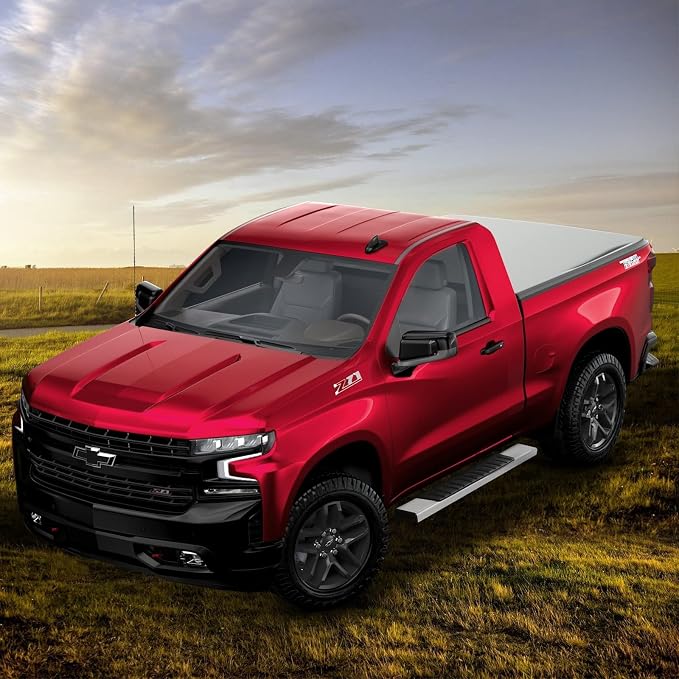 6 Inch Side Steps Running Boards; Compatible with 2019-2026 Chevy Silverado/GMC Sierra 1500, 2500, 3500 Regular/Standard/Single Cab Truck; Stainless Steel, Plastic; OE Style