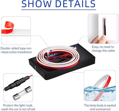 Car Hood Light Strip, 59 Inches Waterproof Flexible LED Strip, Dynamic Scan Start Up Car Daytime Running Lights, Universal Auto Exterior Decor Accessories for Most Vehicles (red, 59 Inches)