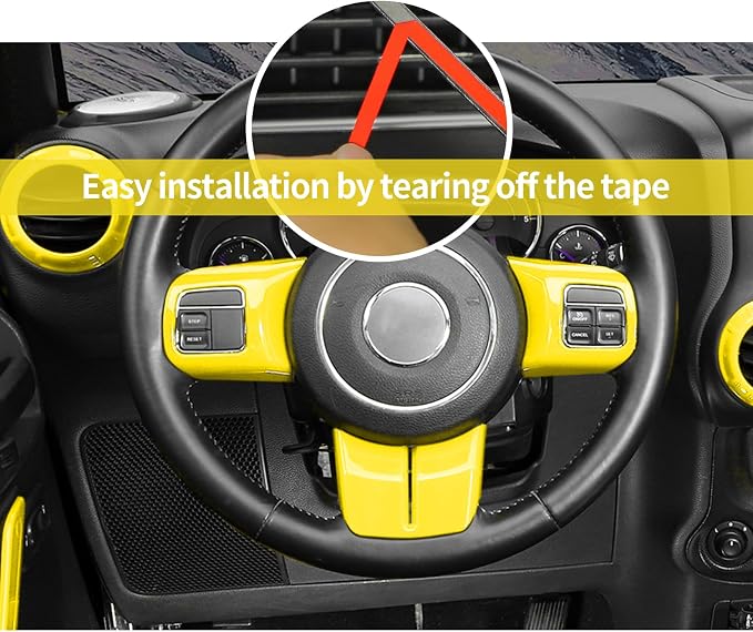 16PCS Full Set Interior Trim Kit for Jeep Wrangler JK JKU 2011-2018 4 Door,Center Console Door Handle Side Outlet Cup Holder Gear Cover Trim (Yellow)