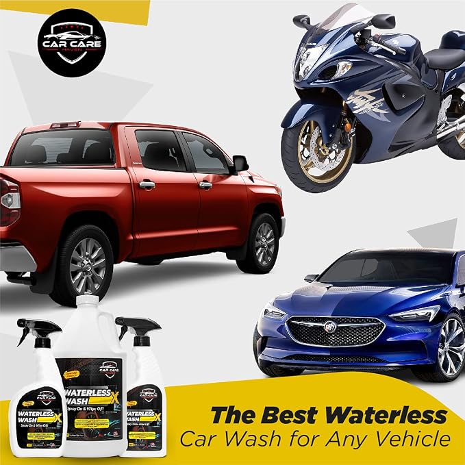 Waterless Wash X-Car Detailing, 128 oz Concentrate | No Water Necessary, Quick Detailer for Any Vehicle, Spray On & Wipe Off, Use in Garage, at Work, or Anywhere