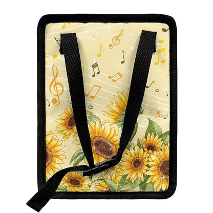 Talayituse Sunflower Music Note Print Car Trash Bin, Large Size Auto Trash Can Adjustable Portable Garbage Can with Lid, Vehicle Hanging Bag for Headrest Front Back Seat