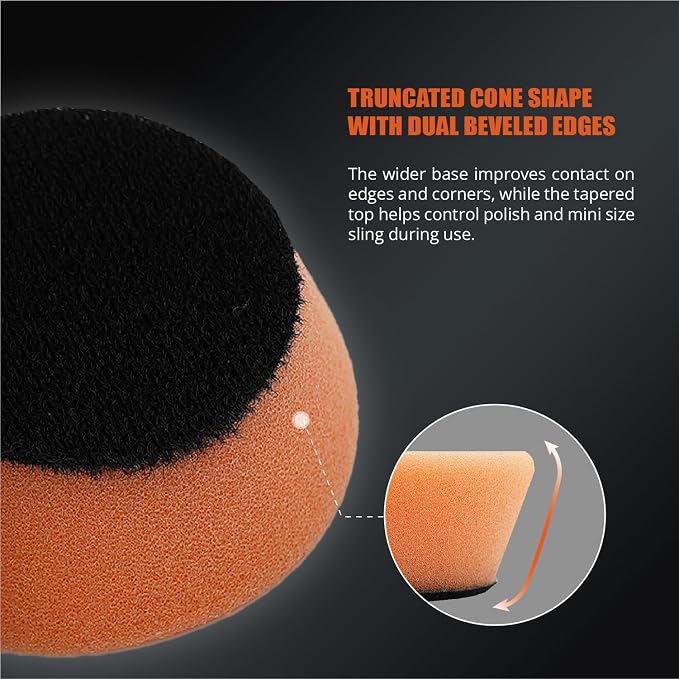 SPTA Orange T40 Orange Medium-Cut Polishing Pads, 5Pcs 2inch/50mm Sponge Polishing Buffing Pads, Car Foam Detail Polishing Pad Kit for Car Detail Polishing, Small Area Polishing -FPTSS2O