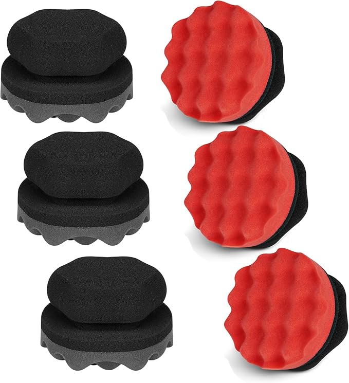 6 Pack Large Tire Shine Applicator Pad, Tire Hex Grip Applicator, Tire Shine Car Detailing Foam Sponge Tool, Reusable Car Cleaning Supplies After Car Wash Tire Cleaner for Applying Tire Shine