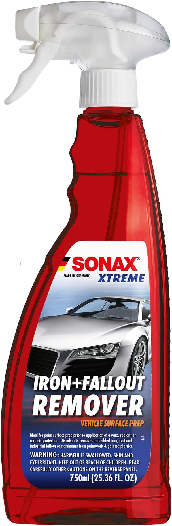 SONAX Iron + Fallout Remover | High-Performance Decon Spray for Paint, Glass & Wheels | Dissolves Embedded Contamination, Industrial Residue & Lime Scale | Fast Acting Formula | 750ml | 513400
