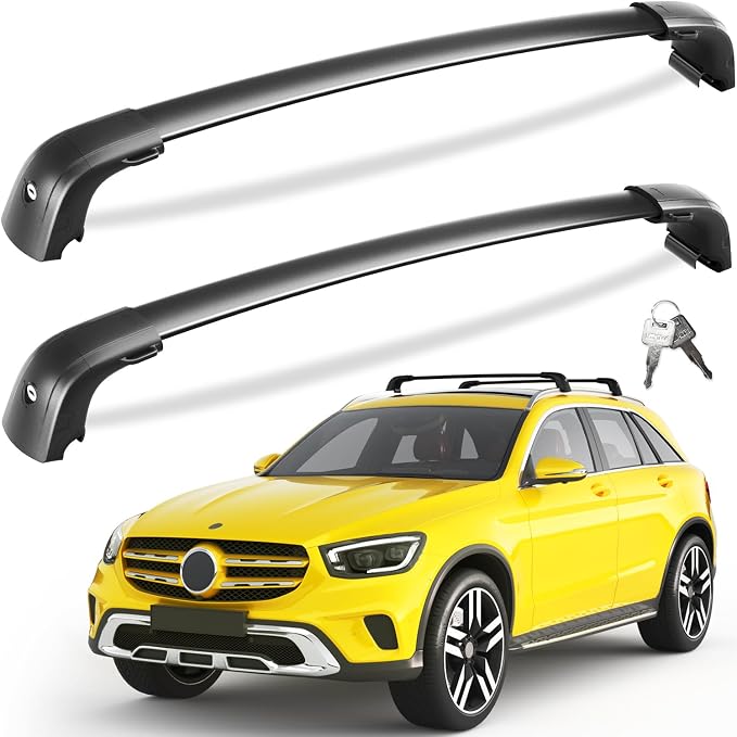 Tuyoung 300lb Lockable Roof Rack Cross Bars Compatible with Mercedes Benz GLC 2016-2022 with Flush Side Rails, Heavy Duty Aluminum Crossbar Cargo Bars Canoe Kayak Snowboard Rooftop Carrier Luggage